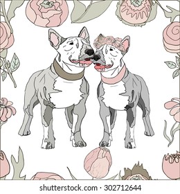 cute Bull Terrier  vector