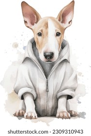 cute bull terrier wear hoodie