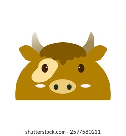 cute bull vector, cartoon bull face, drawing bull face easy and simple full color