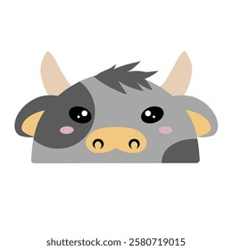 cute bull vector. cute cow vector. drawing cartoon bull face, drawing bull face easy and simple full color