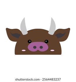 cute bull vector, drawing cartoon bull face, drawing bull face easy and simple full color