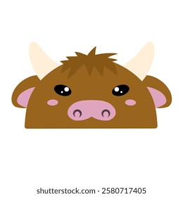 cute bull vector, drawing cartoon bull face, drawing bull face easy and simple full color