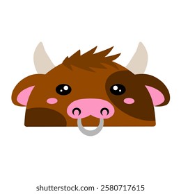 cute bull vector, drawing cartoon bull face, drawing bull face easy and simple full color and isolated background