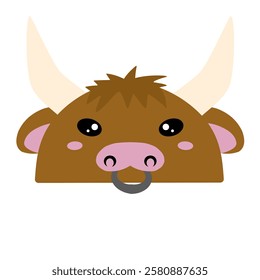 cute bull vector, drawing cartoon bull face, drawing bull face easy and simple full color