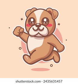 cute bulldog animal character mascot running isolated cartoon