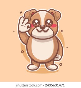 cute bulldog animal character mascot with ok sign hand gesture isolated cartoon