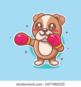 cute bulldog animal character mascot playing boxing sport isolated cartoon