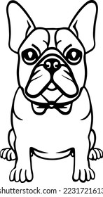 
A cute bulldog with a bow needs something from you.