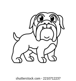 Cute bulldog Cartoon Figuren, Vektorgrafik. Für Kinder Farbbuch.