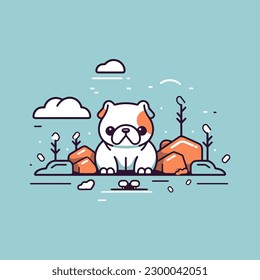 Cute bulldog cartoon doggy puppy kawaii illustration