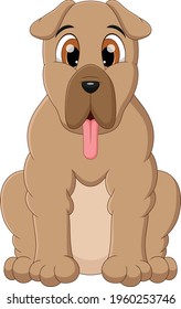 cute bulldog cartoon on a white background