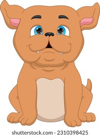 cute bulldog cartoon on white background