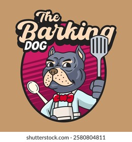 Cute Bulldog Chef Mascot Cartoon Character Illustration