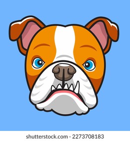 Cute bulldog face sticker vector