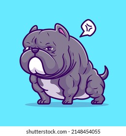 Cute Bulldog Muscular Cartoon Vector Icon Illustration. Animal Nature Icon Concept Isolated Premium Vector. Flat Cartoon Style