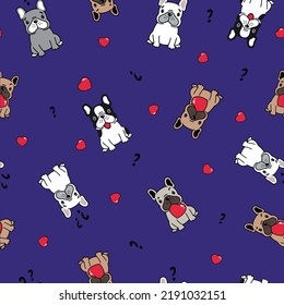 cute bulldog pattern cute animal seamless print design art illustration