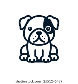 Diseño lindo de la Plantilla de la Ilustración vectorial del logotipo del animal doméstico del bulldog