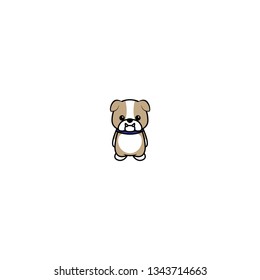 Cute bulldog puppy cartoon icon, vector illustration