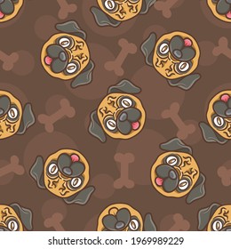 cute bulldog seamless pattern illustration