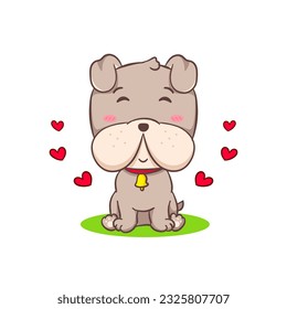 Cute Bulldog sitting cartoon character. Adorable animal concept flat design. Isolated white background. Vector art illustration.