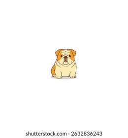 Cute bulldog sitting cartoon, vector illustration, I drew this myself, it’s not AI-generated.