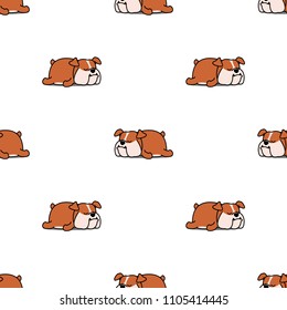 Cute bulldog sleeping seamless pattern, vector illustration