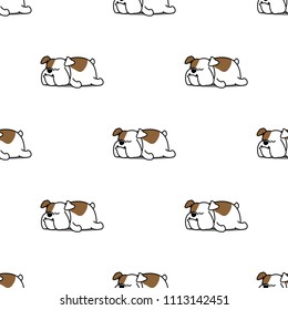 Cute bulldog sleeping seamless pattern, vector illustration