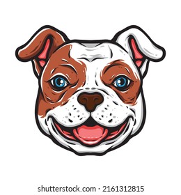 cute bulldog smile vector head