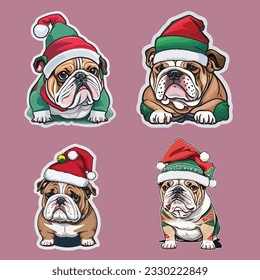 Cute Bulldog Sticker Art Illustration Vector Design