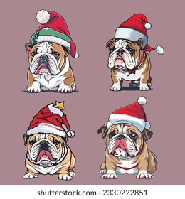 Cute Bulldog Sticker Art Illustration Vector Design