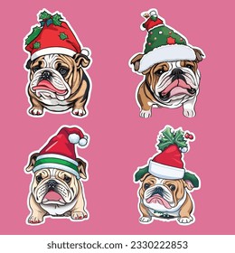 Cute Bulldog Sticker Art Illustration Vector Design