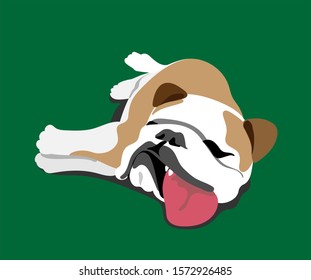 
Cute bulldog stuck out his tongue and was sleeping. Humor postcard