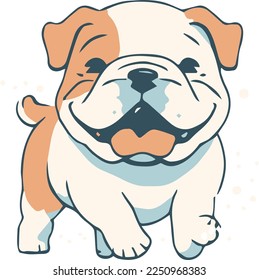 Cute Bulldog with tongue out smiling and is happy vector simple drawing clipart  svg
