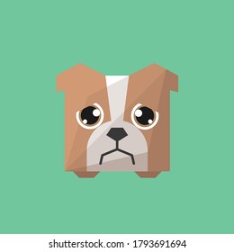 Un lindo vector de bulldog con arte de estilo cuadrado