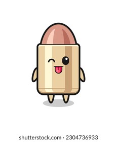 cute bullet character in sweet expression while sticking out her tongue , cute style design for t shirt, sticker, logo element