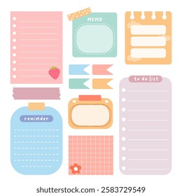 Cute bullet journal element. Pepar notes daily planner and to do list. Scrapbook memo illustration