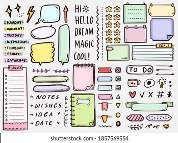 Cute Bullet Journal Notes To Do List Drawing Doodle Vector Collection