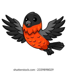 Cute bullfinch bird cartoon flying