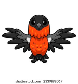 Cute bullfinch bird cartoon flying