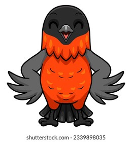Cute bullfinch bird cartoon standing
