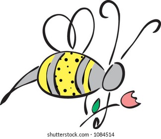 cute bumble bee holding a tulip