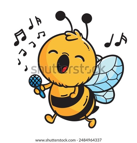 cute bumble bee singing cartoon character