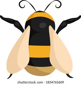 Cute bumblebee, illustration, vector on white background