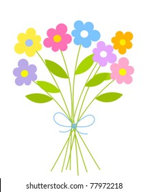 Cute Bunch Flowers Summer Bouquet Vector Stock Vector Royalty Free 77972218