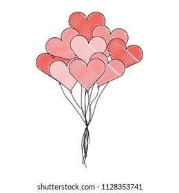 cute bunch of hearts shape balloons