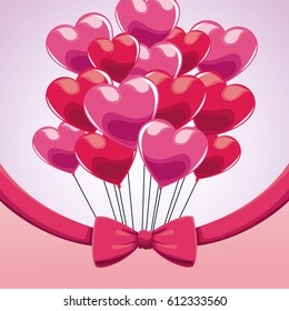 cute bunch pink balloons heart bow