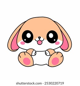 Carácter lindo del conejo en Ilustración vectorial del estilo kawaii. Aislado sobre fondo blanco.