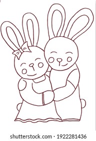 cute bunnies with big ears hugging