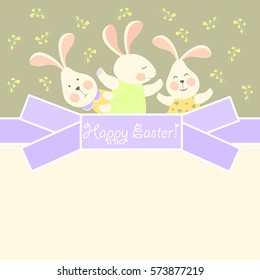Cute bunnies celebrating Easter