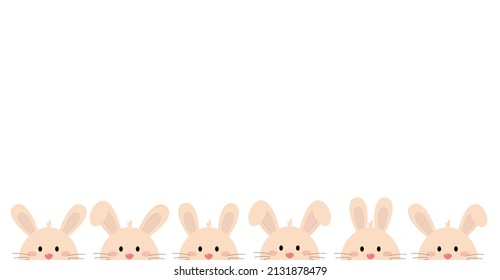  Cute bunnies ears for Happy Easter. Cute rabbit ears in a row. Cartoon illustration for poster, banner, voucher, web element.